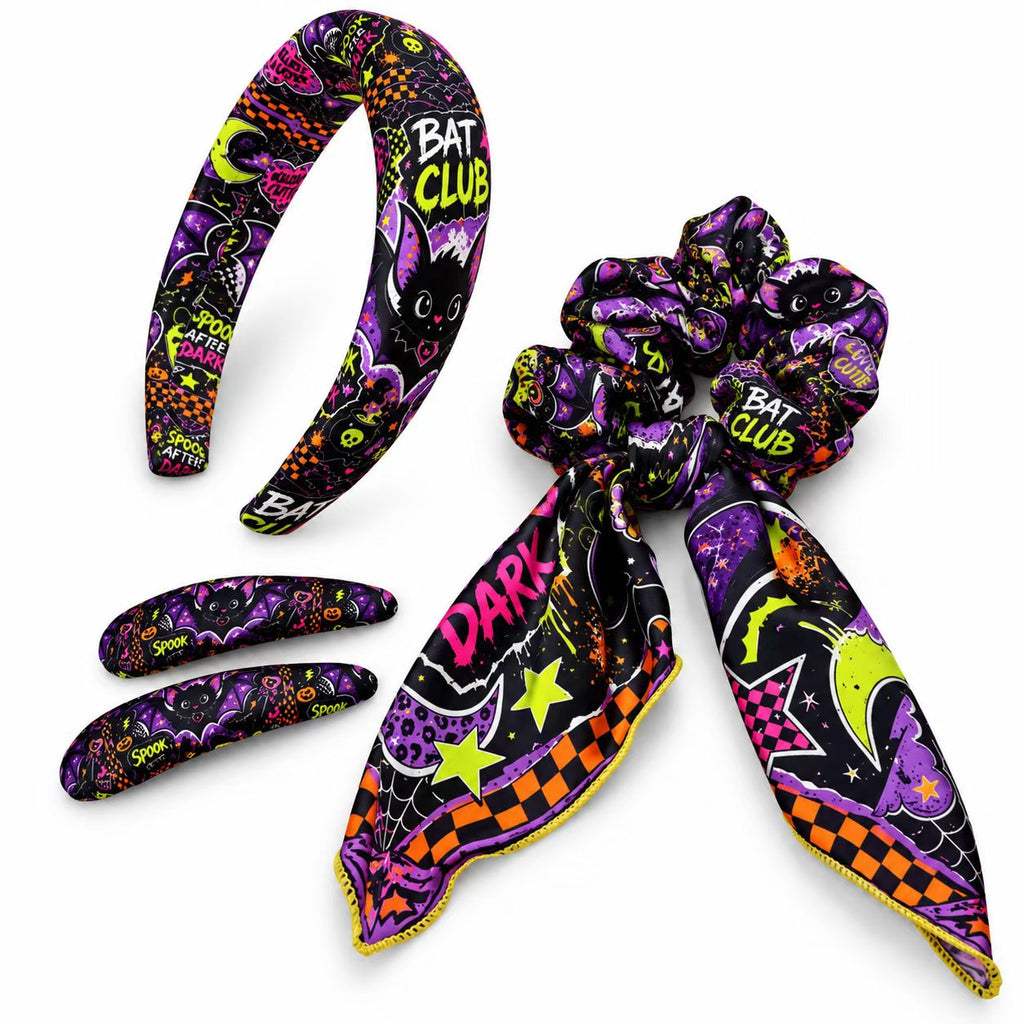 Halloween hair accessory set – Bat Club pattern